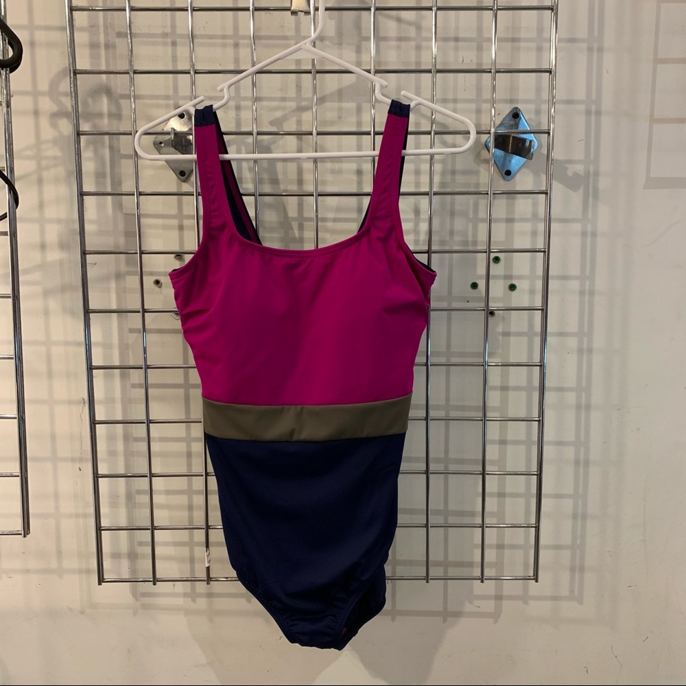 Lands’ End Colorblock Sporty Swimsuit